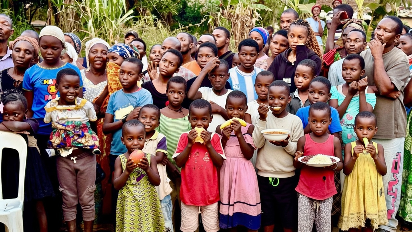 Children receiving nutritious meals through Kyaka II Church Branch